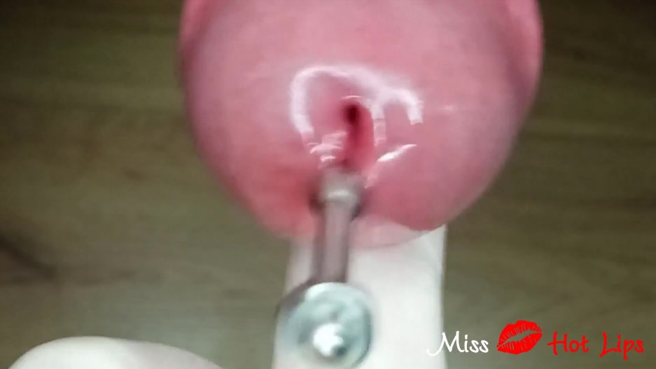 Miss Hot Lips - Close up amateur femdom ruined orgasm with urethral sounding. Frenulum stimulation